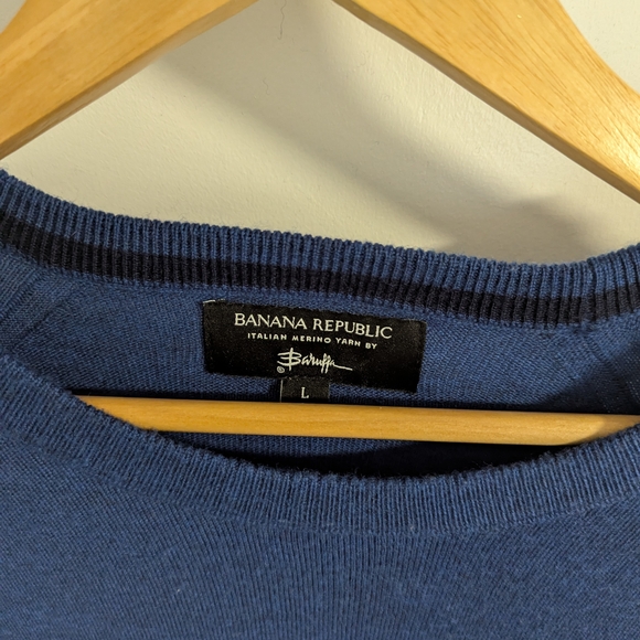 Banana Republic Men's Heathered Blue Crewneck Sweater - Picture 4 of 8
